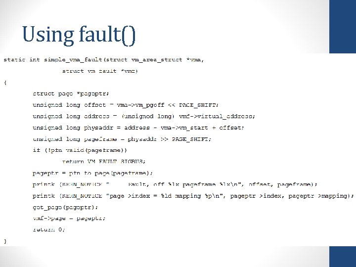 Using fault() 