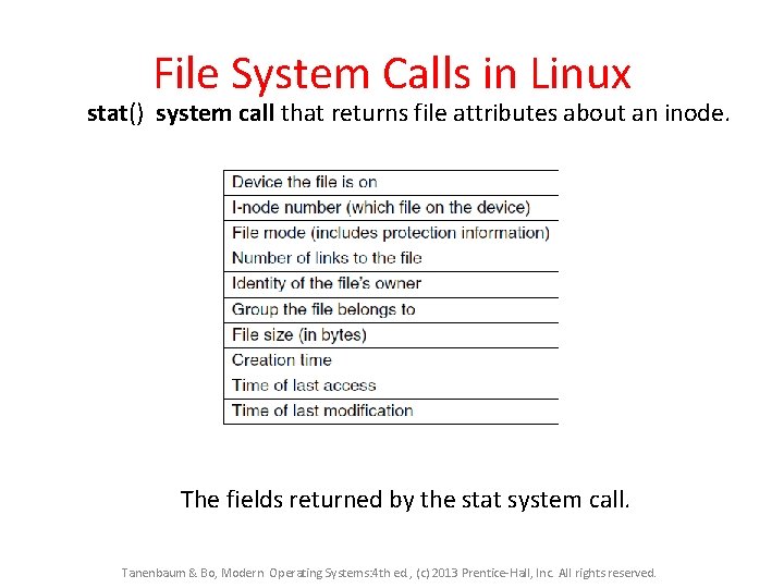 File System Calls in Linux stat() system call that returns file attributes about an File System Calls in Linux stat() system call that returns file attributes about an