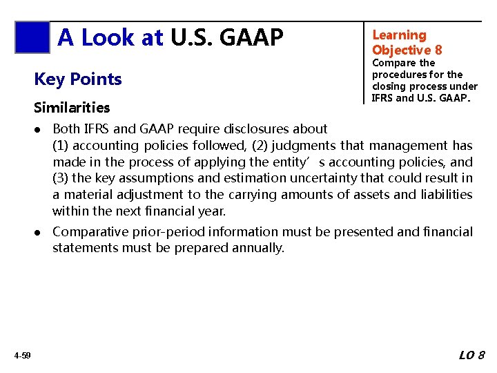 A Look at U. S. GAAP Key Points Similarities 4 -59 Learning Objective 8