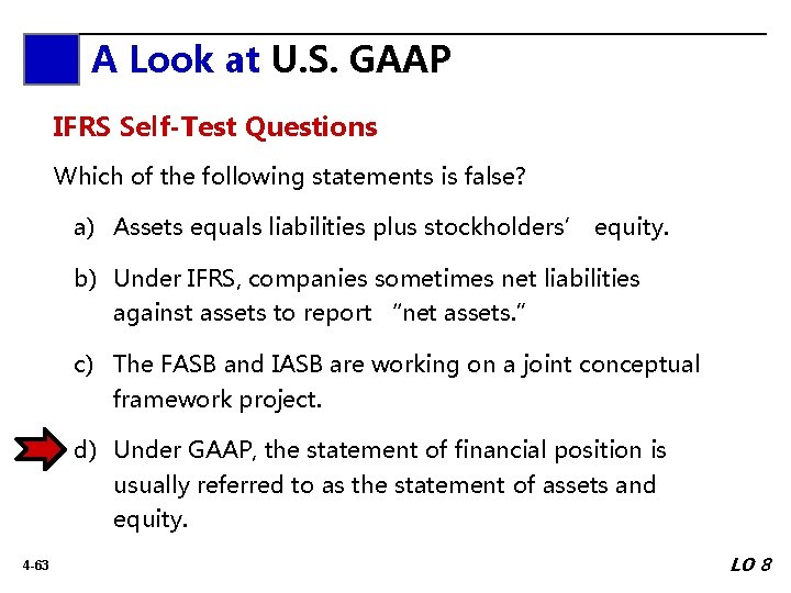 A Look A at. Look U. S. GAAP at IFRS Self-Test Questions Which of