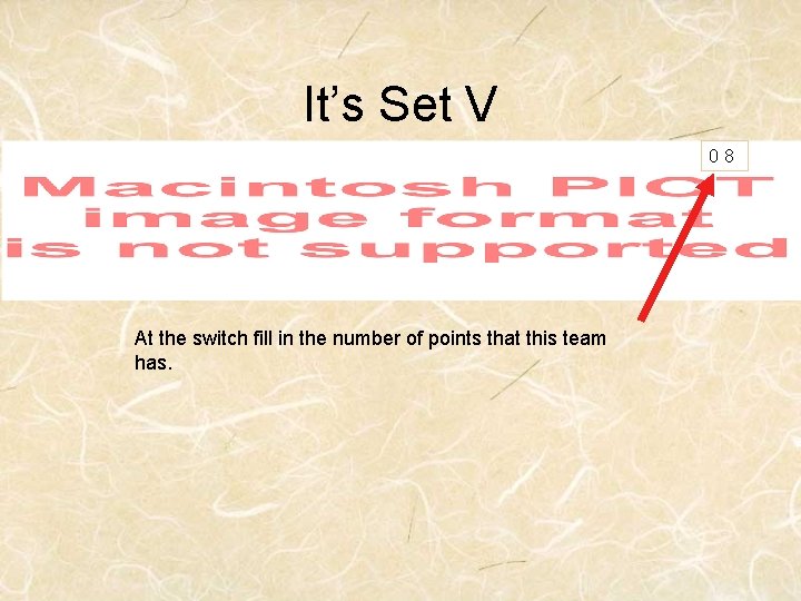 It’s Set V 08 At the switch fill in the number of points that