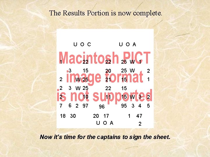 The Results Portion is now complete. U O C 1 U O A 22