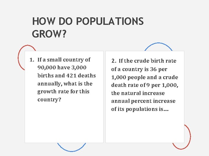 HOW DO POPULATIONS GROW? 1. If a small country of 90, 000 have 3,