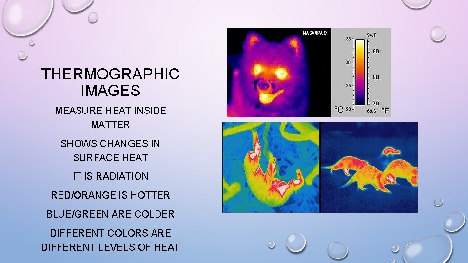 THERMOGRAPHIC IMAGES MEASURE HEAT INSIDE MATTER SHOWS CHANGES IN SURFACE HEAT IT IS RADIATION