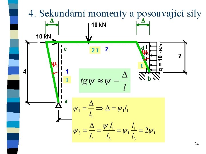 4. Sekundární momenty a posouvající síly 10 k. N c 2 I d 2