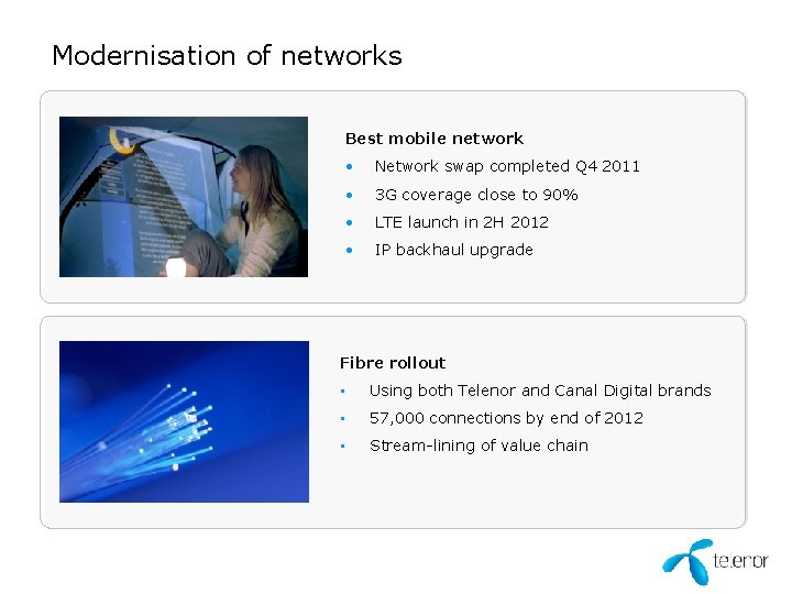 Modernisation of networks Best mobile network 324 278 246 • Network swap completed Q Modernisation of networks Best mobile network 324 278 246 • Network swap completed Q