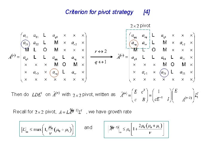 Criterion for pivot strategy [4] pivot Then do Recall for on pivot, with pivot,