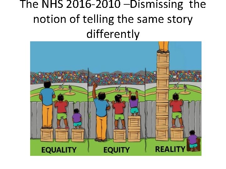 The NHS 2016 -2010 –Dismissing the notion of telling the same story differently 