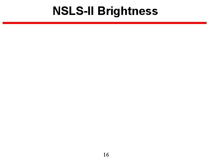 NSLS-II Brightness 16 BROOKHAVEN SCIENCE 