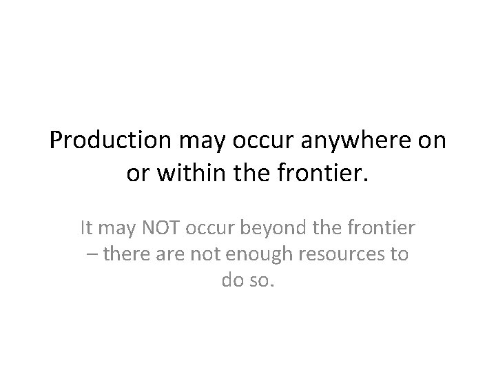 Production may occur anywhere on or within the frontier. It may NOT occur beyond Production may occur anywhere on or within the frontier. It may NOT occur beyond