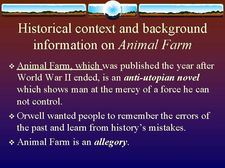 Historical context and background information on Animal Farm v Animal Farm, which was published