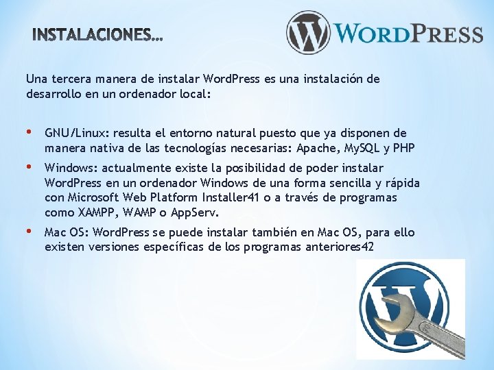 Una tercera manera de instalar Word. Press es una instalación de desarrollo en un