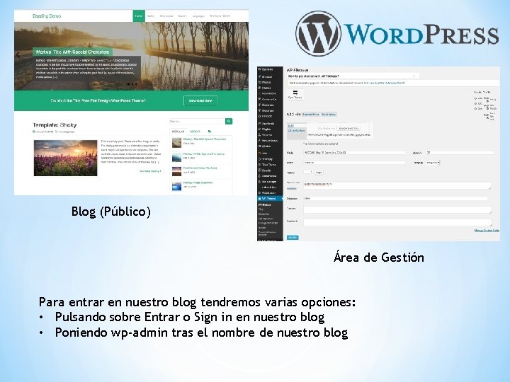 Blog (Público) Área de Gestión Para entrar en nuestro blog tendremos varias opciones: •