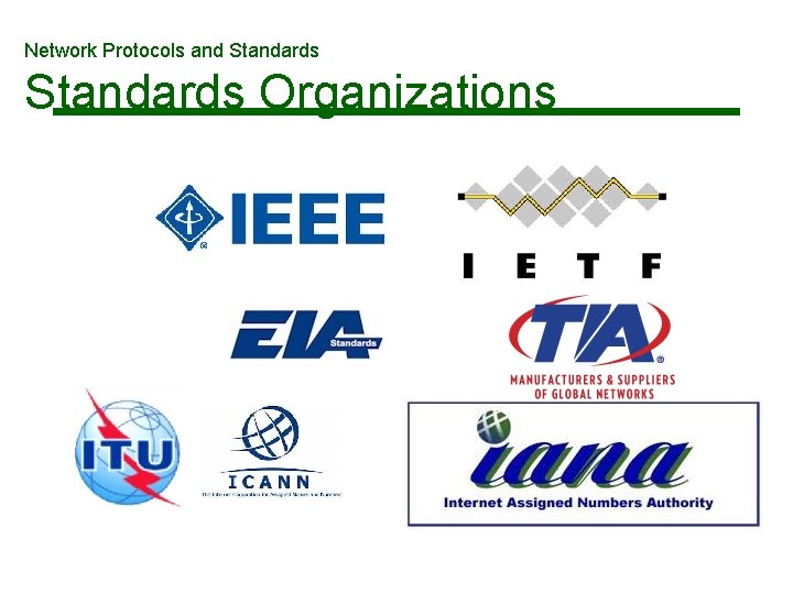 Network Protocols and Standards Organizations Network Protocols and Standards Organizations