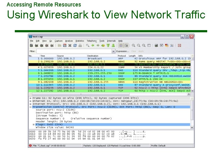 Accessing Remote Resources Using Wireshark to View Network Traffic 