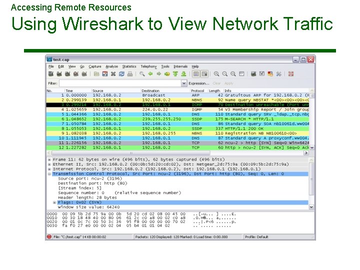 Accessing Remote Resources Using Wireshark to View Network Traffic Accessing Remote Resources Using Wireshark to View Network Traffic