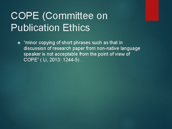 COPE (Committee on Publication Ethics “minor copying of short phrases such as that in