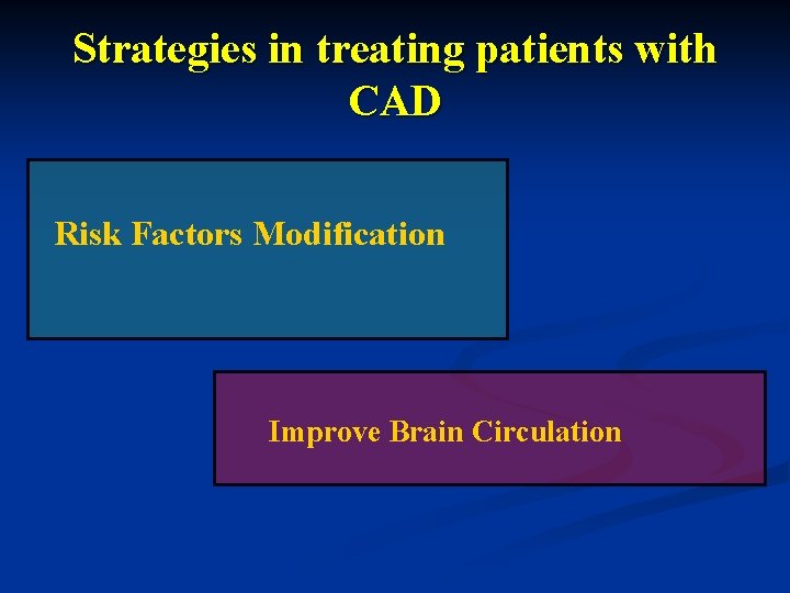 Strategies in treating patients with CAD Risk Factors Modification Improve Brain Circulation 