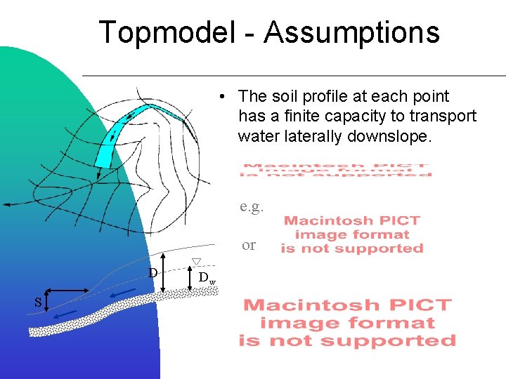 Topmodel - Assumptions • The soil profile at each point has a finite capacity