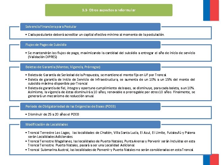 3. 3 - Otros aspectos a reformular Solvencia Financiera para Postular • Cada postulante