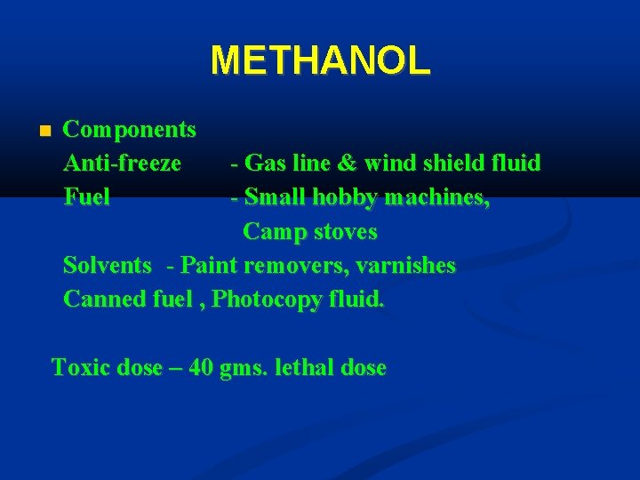 METHANOL Components Anti-freeze Fuel - Gas line & wind shield fluid - Small hobby
