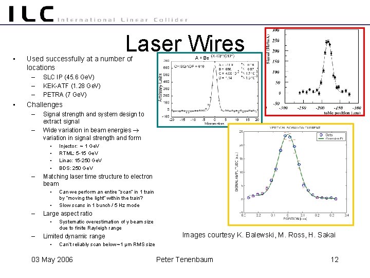  • Laser Wires Used successfully at a number of locations – – –