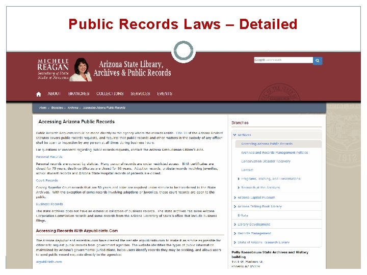 Public Records Laws – Detailed 