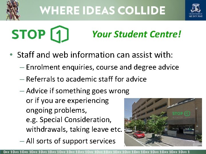 Your Student Centre! • Staff and web information can assist with: – Enrolment enquiries,