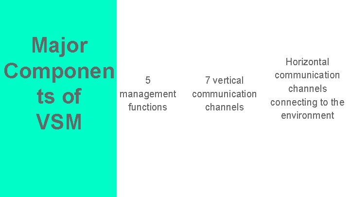 Major Componen 5 management ts of functions VSM 7 vertical communication channels Horizontal communication