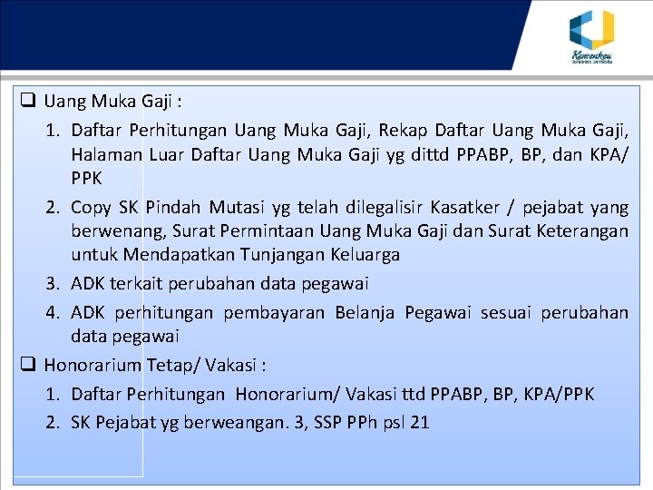 q Uang Muka Gaji : 1. Daftar Perhitungan Uang Muka Gaji, Rekap Daftar Uang