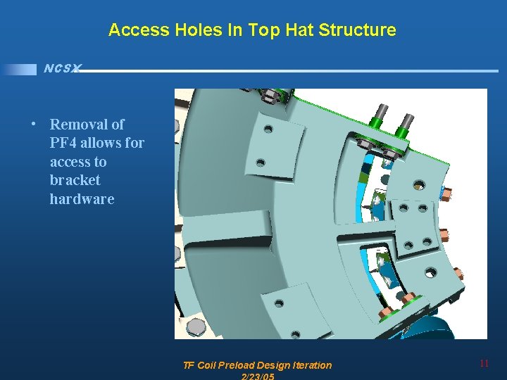Access Holes In Top Hat Structure NCSX • Removal of PF 4 allows for