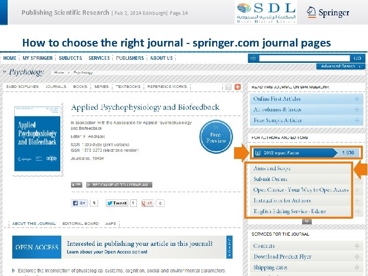 Publishing Scientific Research | Feb 2, 2014 Edinburgh| Page 14 How to choose the