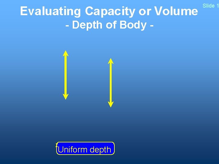 Evaluating Capacity or Volume - Depth of Body - Uniform depth Slide 1 