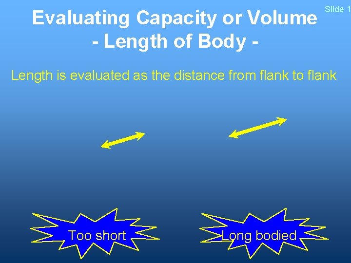 Evaluating Capacity or Volume - Length of Body - Slide 1 Length is evaluated
