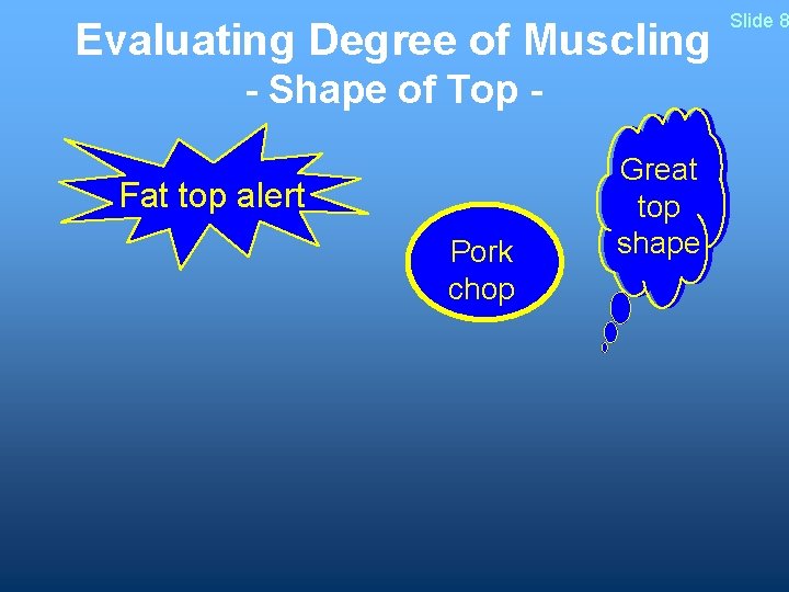 Evaluating Degree of Muscling - Shape of Top Fat top alert Pork chop Great