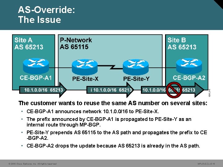 AS-Override: The Issue The customer wants to reuse the same AS number on several