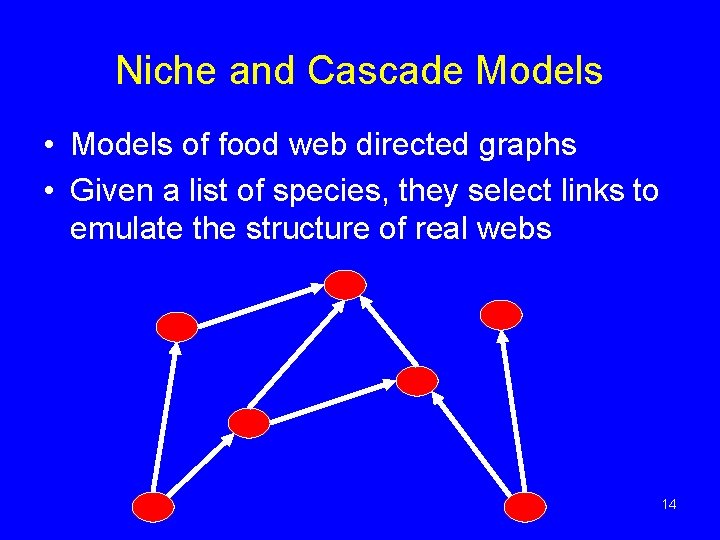 Niche and Cascade Models • Models of food web directed graphs • Given a