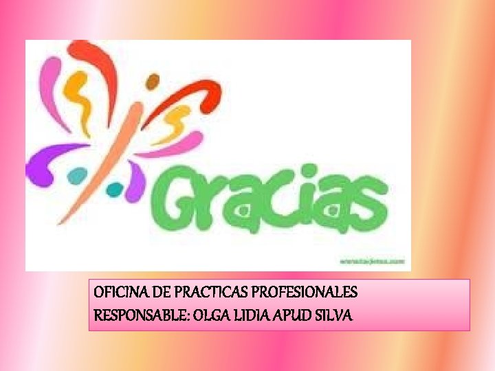 OFICINA DE PRACTICAS PROFESIONALES RESPONSABLE: OLGA LIDIA APUD SILVA 