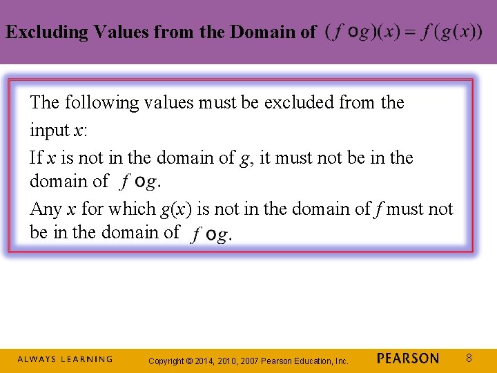 Excluding Values from the Domain of The following values must be excluded from the Excluding Values from the Domain of The following values must be excluded from the