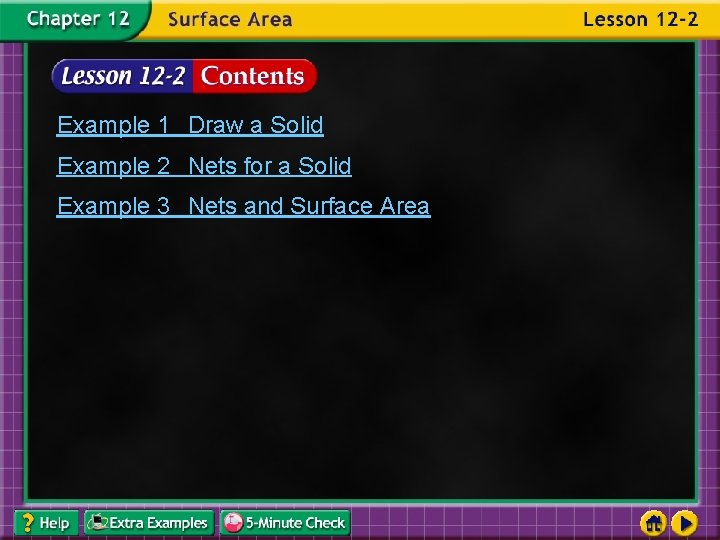 Example 1 Draw a Solid Example 2 Nets for a Solid Example 3 Nets