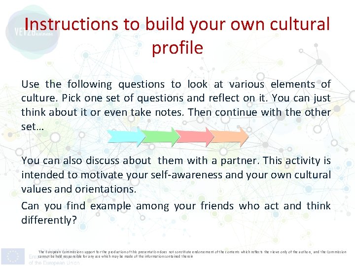 Instructions to build your own cultural profile Use the following questions to look at