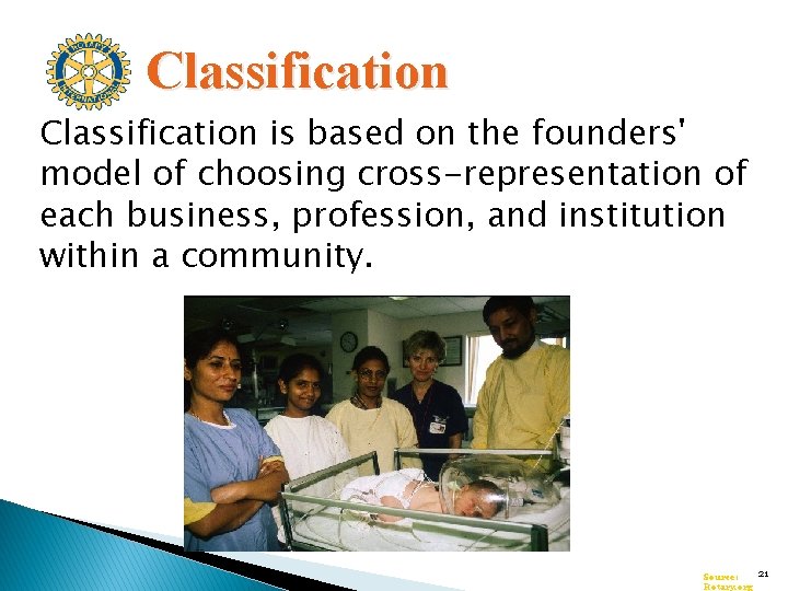 Classification is based on the founders' model of choosing cross-representation of each business, profession,