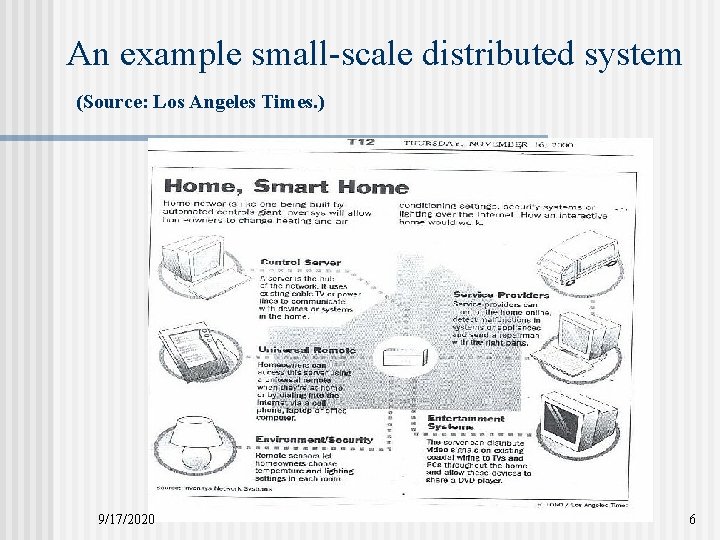 An example small-scale distributed system (Source: Los Angeles Times. ) 9/17/2020 6 