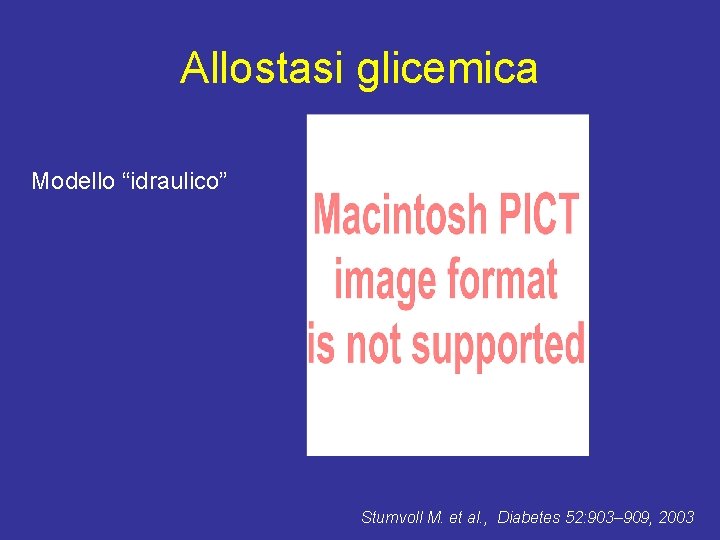 Allostasi glicemica Modello “idraulico” Stumvoll M. et al. , Diabetes 52: 903– 909, 2003