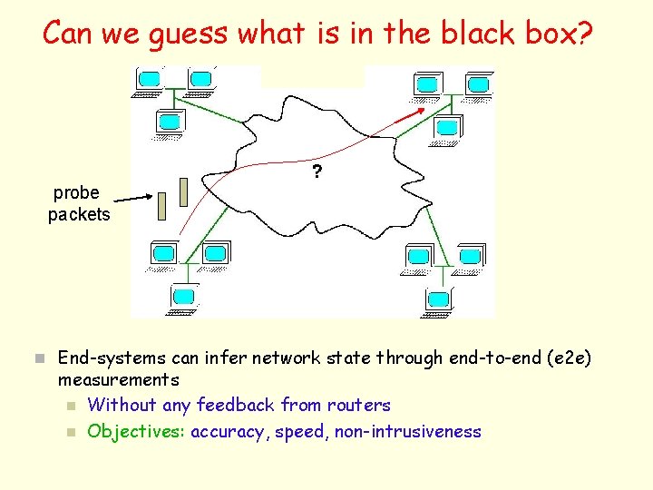Can we guess what is in the black box? probe packets n End-systems can