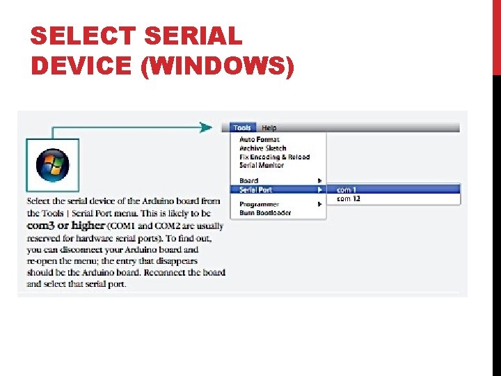 SELECT SERIAL DEVICE (WINDOWS) 