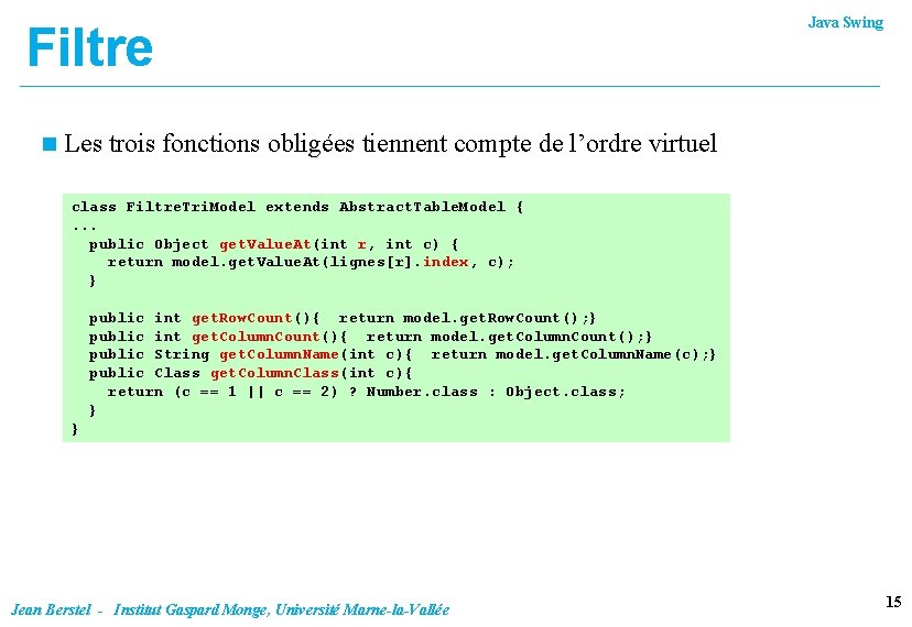 Filtre n Java Swing Les trois fonctions obligées tiennent compte de l’ordre virtuel class Filtre n Java Swing Les trois fonctions obligées tiennent compte de l’ordre virtuel class