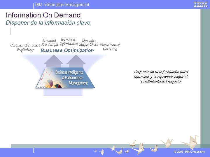 IBM Information Management Information On Demand Disponer de la información clave Financial Workforce Dynamic