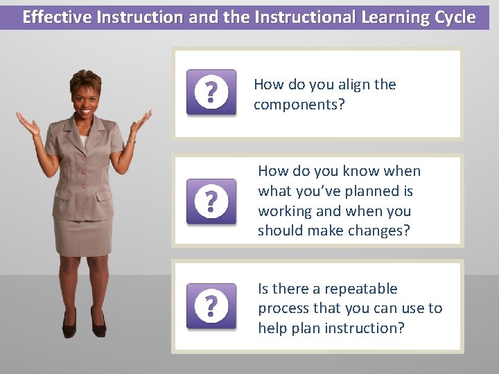Effective Instruction and the Instructional Learning Cycle How do you align the components? How Effective Instruction and the Instructional Learning Cycle How do you align the components? How