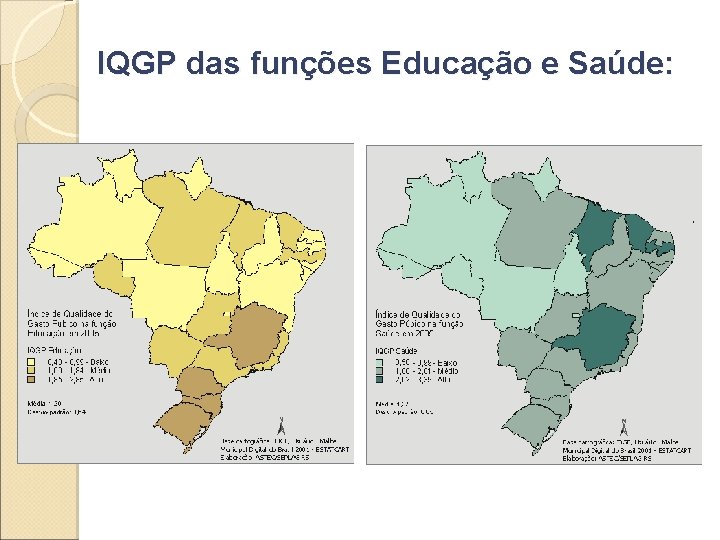 IQGP das funções Educação e Saúde: 